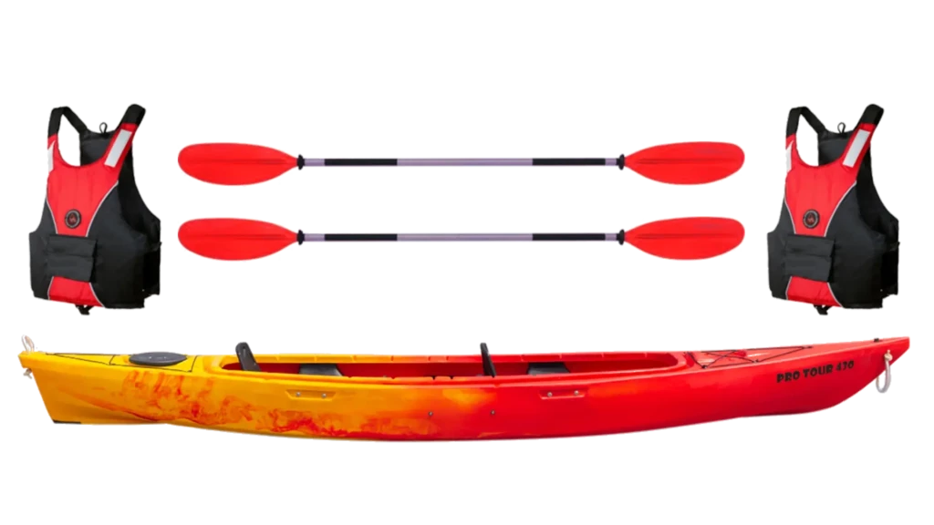 malowane-wrota-agroturystyka-pakiet-kajak-polietylenowy-pro-tour-430-aquarius-z-wioslami-i-kamizelkami